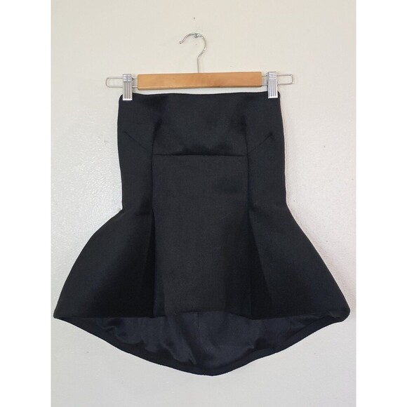 New ZARA Black Strapless Peplum Top Womens XS Wool Blend Bustier - Picture 1 of 11